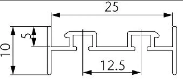 Miniroller rail de guidage/roulement double alu argenté anodisé 2500mm