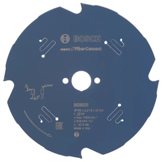 Lame de Scie Circulaire Expert pour Fiber Cement 160 x 20 x 2,2 mm, 4D