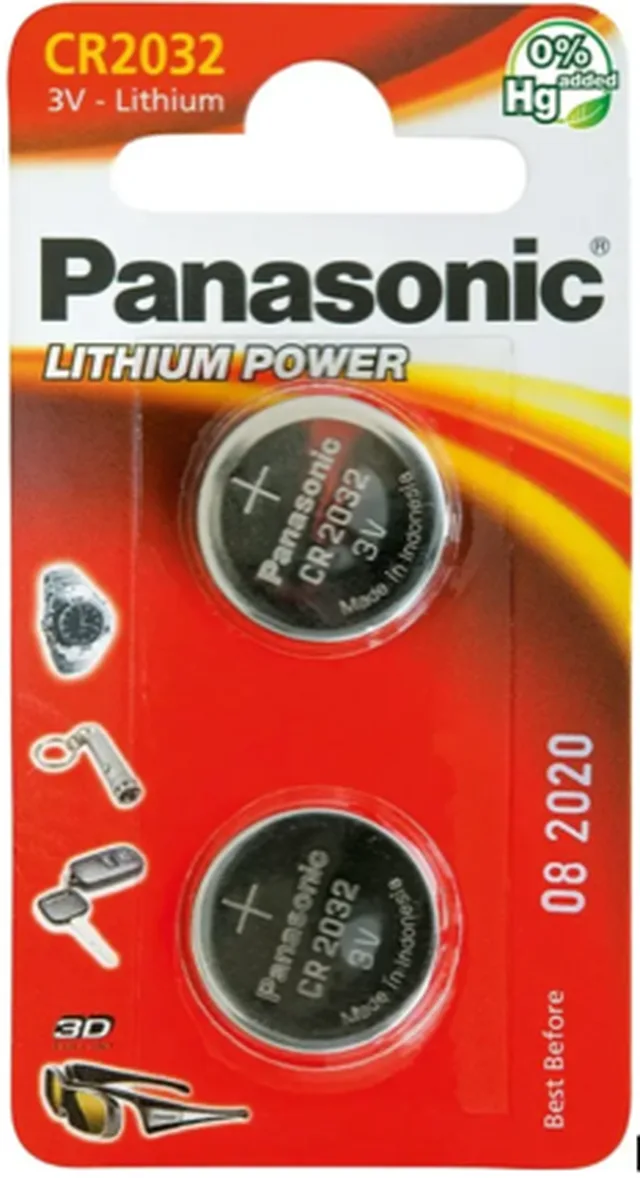 Panasonic Knopfzelle CR 2032 (Packung mit 2 Stück)