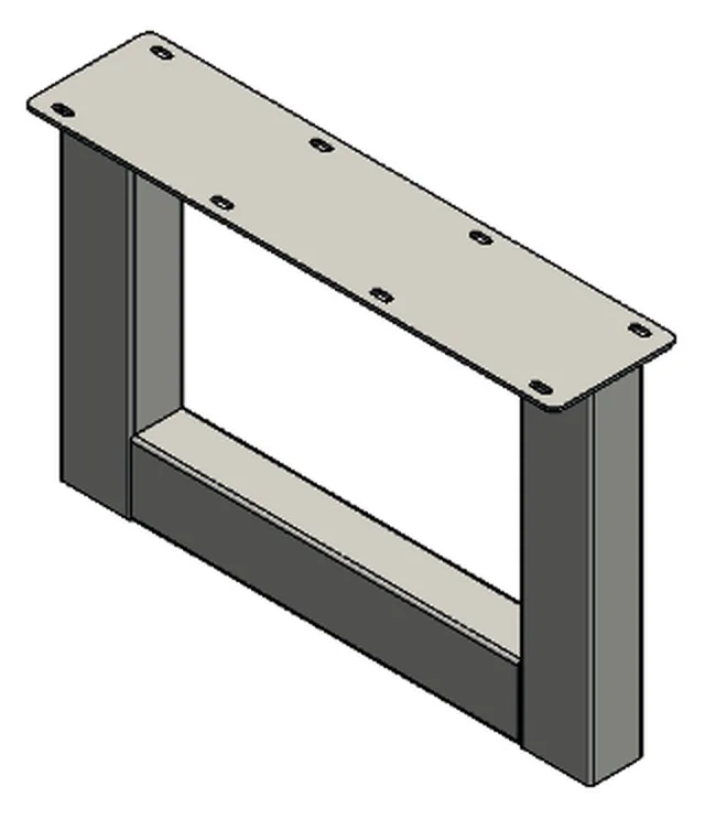 Pied de table basse/Pied de banc modèle U 80 x 80 mm, poudré noir mat RAL 9005, Ht. 380 x L. 590 mm (Emb de 2 pces)