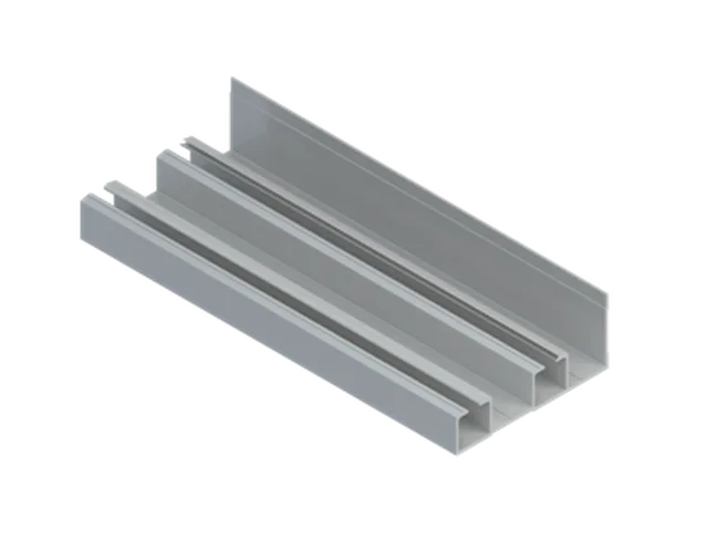 Submarine rail de guidage double pour portes de 25mm, alu argenté anodisé, 3500mm
