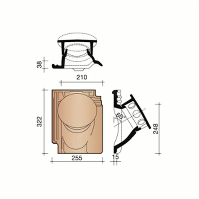Tuile à douille avec mitron 993 anthractie (Kit)