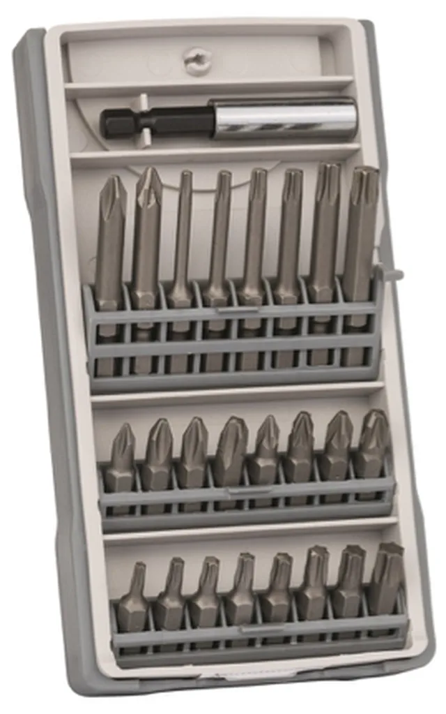 Set 25 pièces embout de vissage avec porte-embout universel PH1-PH2 (2 x 25 mm)-PH3/ PZ1-PZ2 (2 x 25 mm)-PZ3/ T10-T15-T20 (2 x 25 mm)-T25-T27-T30-T40-T10-T15-T20-T25-T30-T40/ PH2 (1 x 49 mm)/ PZ2 (1 x 49 mm)