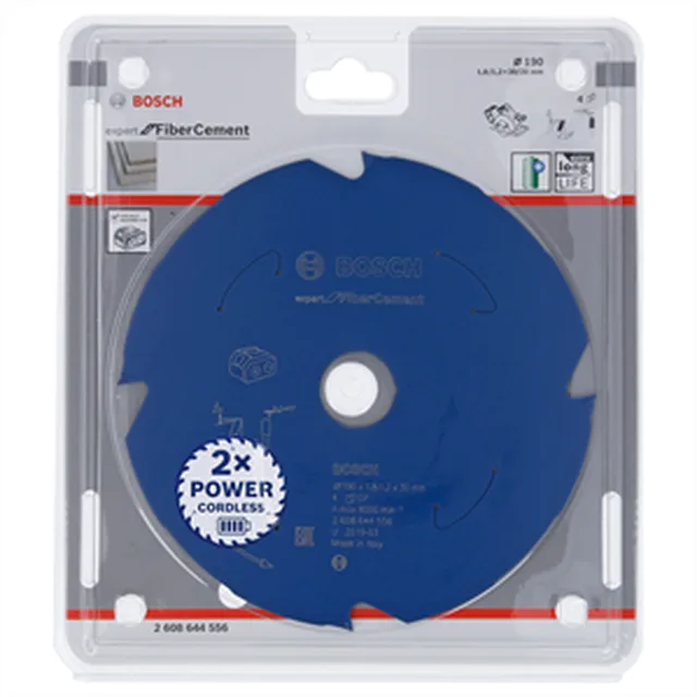Lame de scie circulaire EXPERT Fibre Cement cordless, 190 x 1.8/1.2 x 30 mm, T4