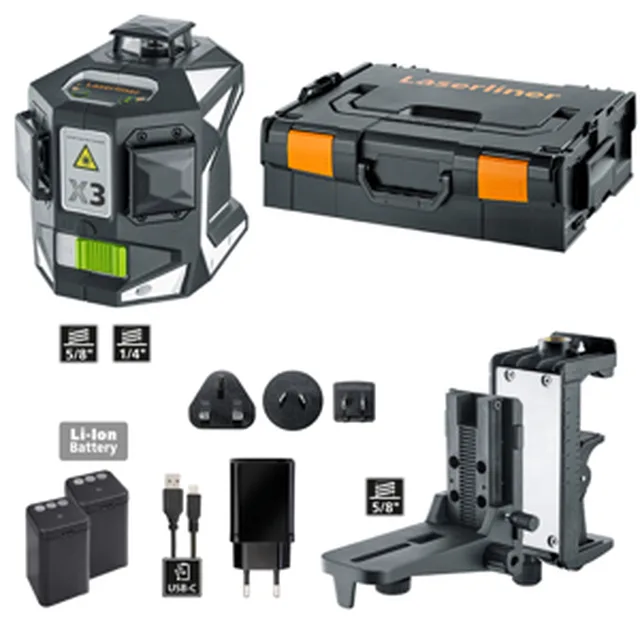 Pack Laser X3 360° vert + 1 pieds 3m