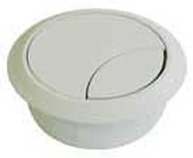 Passe câble gris clair PVC avec obturateur mobile 80 mm - Biemar Bois