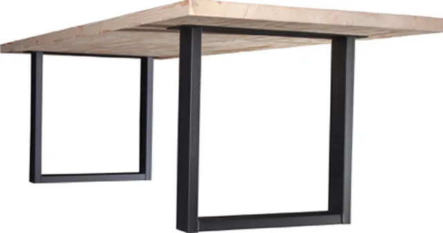 Pied de table modèle U 40 x 100 mm, poudré noir mat RAL 9005, Ht. 720 X Long. 700 mm (Emb de 2 pces)