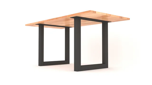 Pied de Table Haute U 80x80mm Noir Mat 870x780mm - Biemar Bois