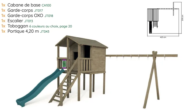 Cabane-OXO avec portique JT043 - Biemar Bois