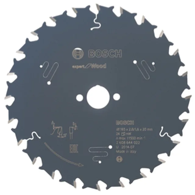 Lame de Scie Circulaire Expert pour Wood, 165 x 20 x 2,6 mm, 24D