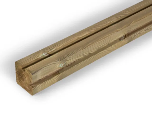 Poteau d'angle en pin brun "tanwood" 2650x90x90mm + Profils 21mm - Ref 132388