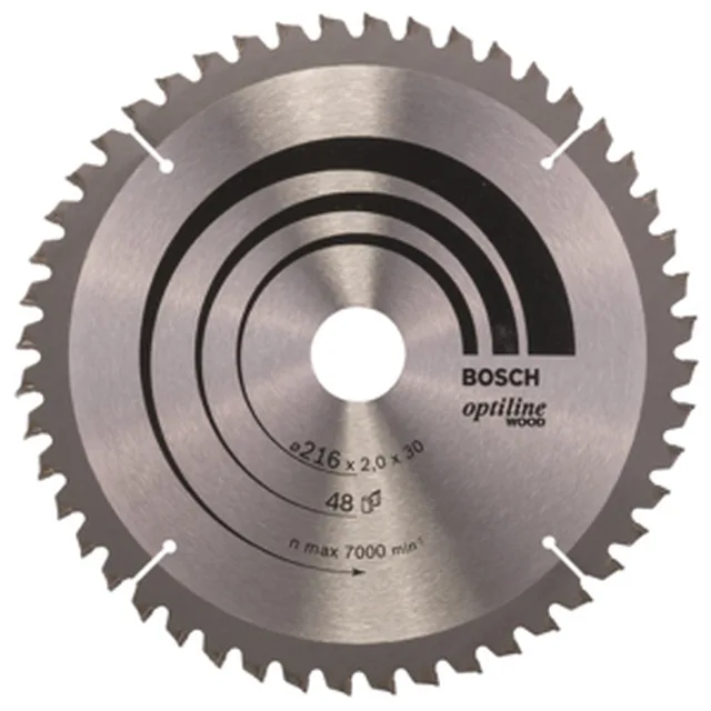 Lame de Scie Circulaire Optiline Wood, 216 x 30 x 2 mm, 48D