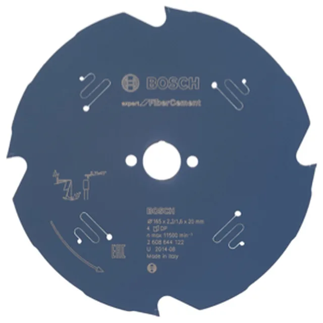Lame de Scie Circulaire Expert pour Fiber Cement 165 x 20 x 2,2 mm, 4D
