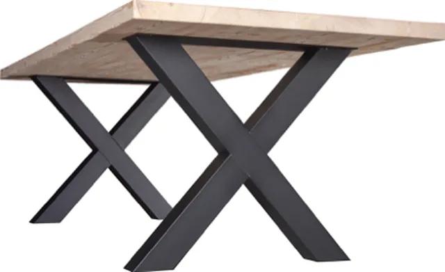 Pied de table modèle X 100 x 100 mm, poudré noir mat RAL 9005, Ht. 720 X Long. 780 mm (Emb de 2 pces)