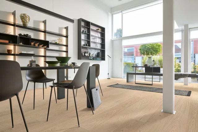 Sol en Bois HD 100 Verni Ultra Mat Chêne Animé Blanc Crème - Biemar Bois