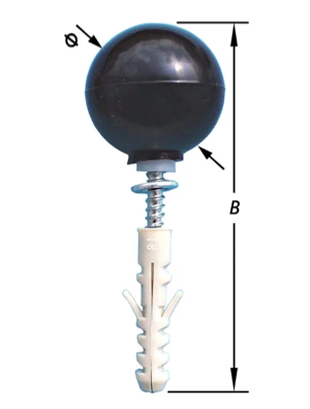 Arrêts de porte, boule, gris 35 x 77 mm
