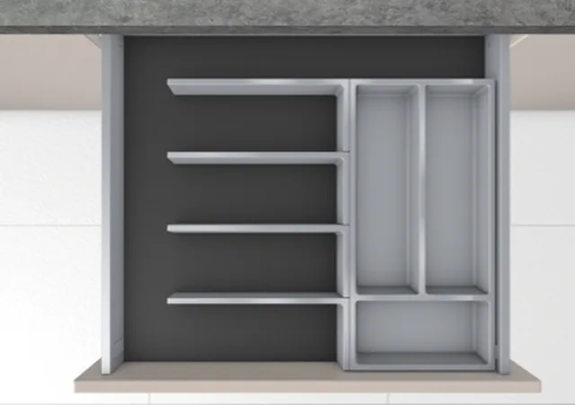 Ninka Connect range-couverts set 2 gris (1 bac 40/20 + 4 équerres gauches 25/10)