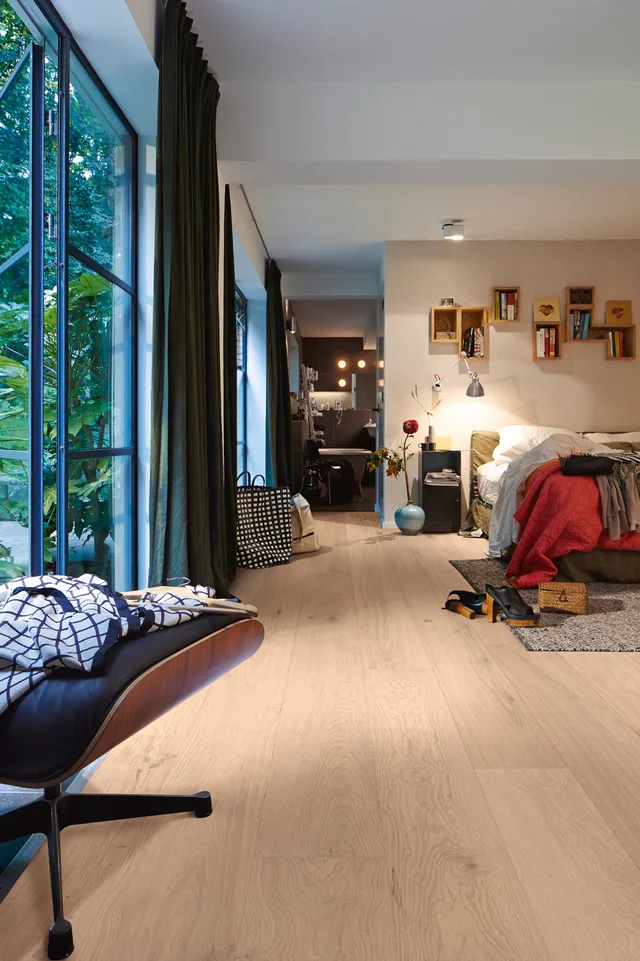 Biemar Bois - Sol en bois Lindura HD 400 Chêne animé blanc crème