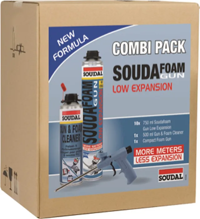 Kombi-Box Pistolen-Schaum Low Expansion 10x750ml + Reiniger + Pistole