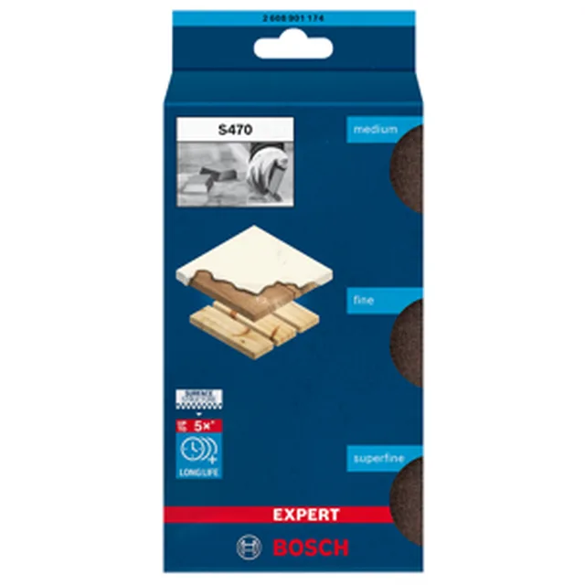 Set 3 pièces éponge abrasive, 69 x 97 x 26 mm, M, F, SF (Emb de 3 pces)