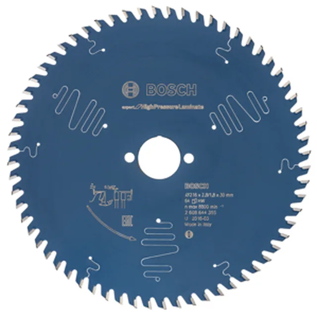 Lame de Scie Circulaire Expert pour HPL, 216 x 30 x 2,8 mm, 64D