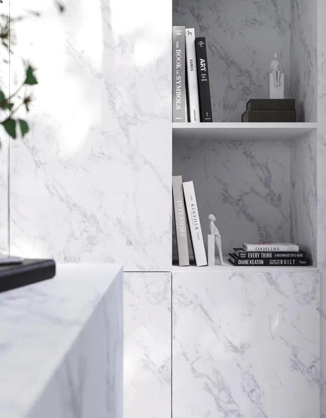 Mélaminé Unilin 18mm Carrara frosted white-Design 2 - Biemar Bois-3