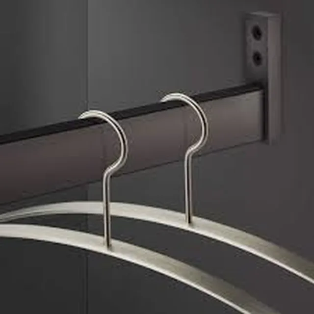 Tube de penderie rectangulaire 30mm/12mm/3000mm aluminium noir avec bande anti-bruit