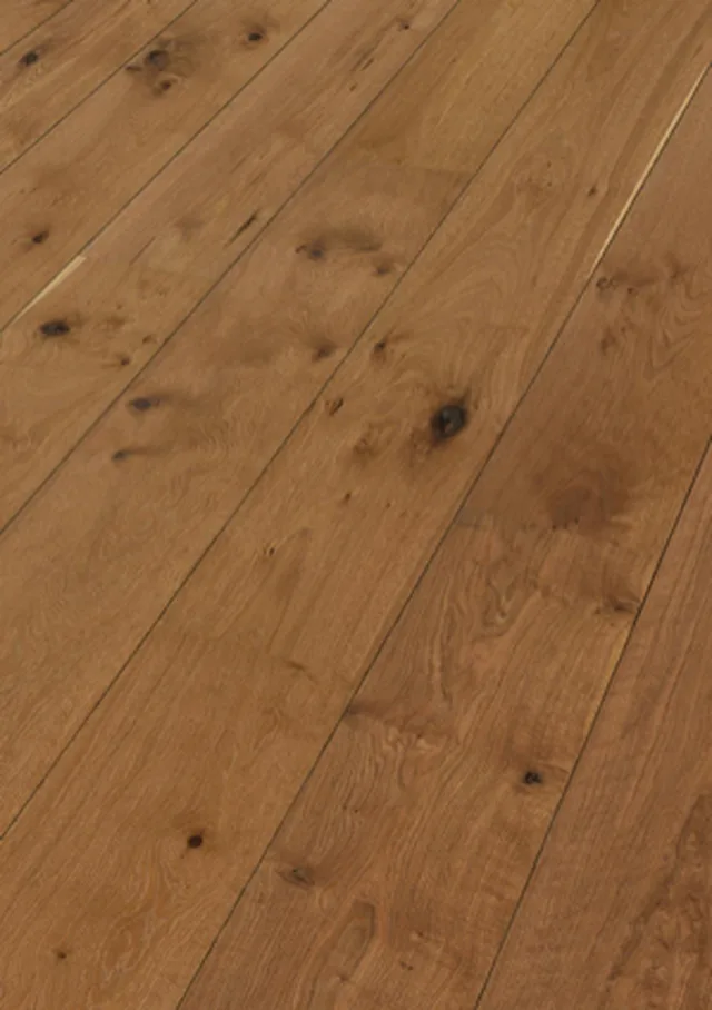 Sol en bois Lindura HD 400 - huilé nature Chêne authentique châtaigne 8911 | brossé - 2200*270*11mm (500213-2200270-08911)