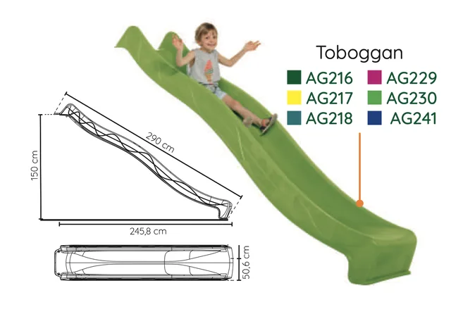 Toboggan vert Biemar Bois - Glisse sécurisée-1