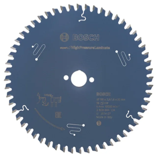 Lame de Scie Circulaire Expert pour High Pressure Laminate, 190 x 20 x 2,6 mm, 56D