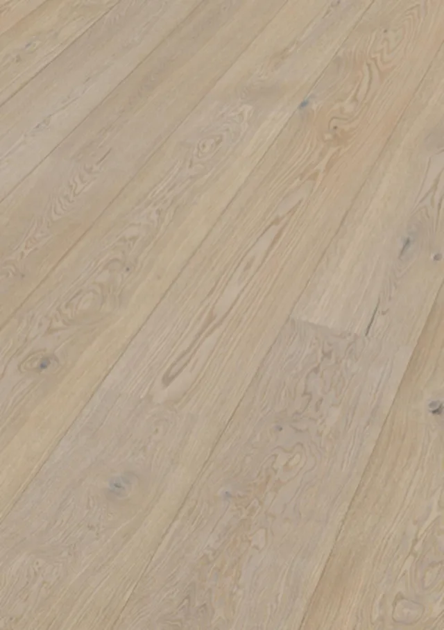 Sol en bois Lindura HD 400 - huilé nature Chêne animé blanc crème 8908 | brossé - 2200*270*11mm (500213-2200270-08908)