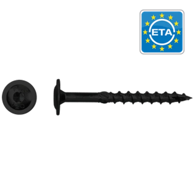 PFS vis à bois tête plate.T40 8x80, T30, filet partiel, noir (emb:50pces)