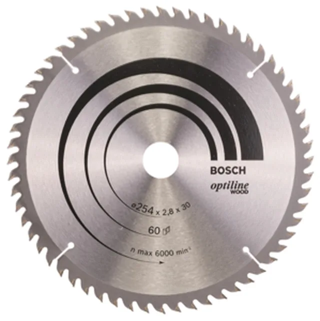 Lame de Scie Circulaire Optiline Wood, 254 x 30 x 2,8 mm, 60D