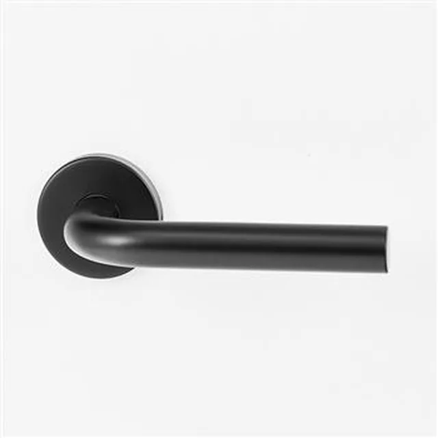 Poignée L dia 19mm rosace ronde 6mm, finition noir mat /paire