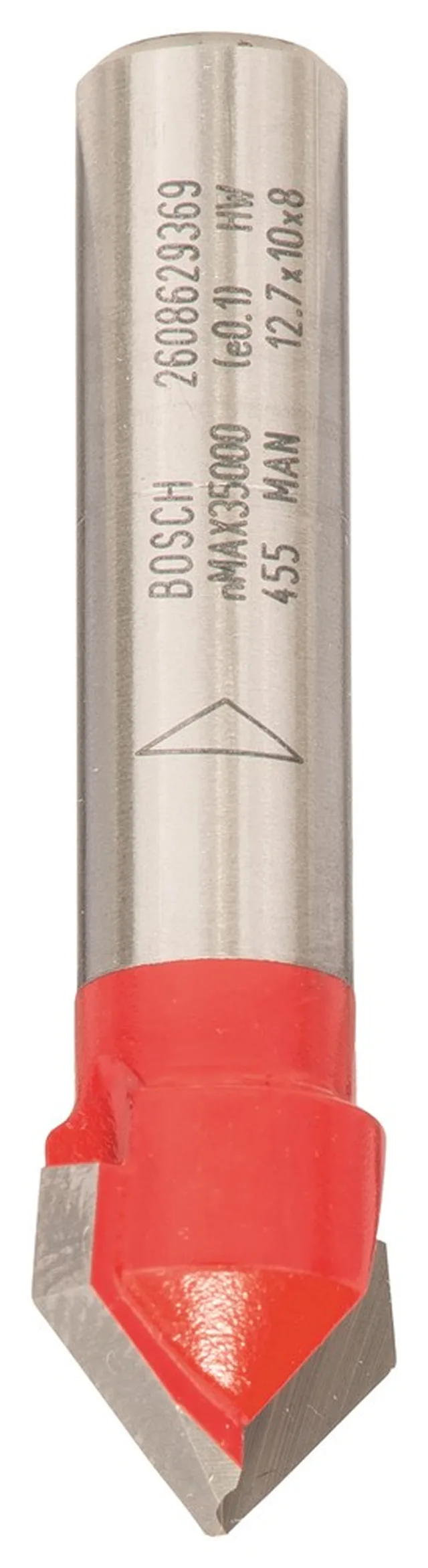 Fraise à rainurer droit en V 8 mm, D 12,7 mm, L 10 mm, G 44,5 mm, 90°