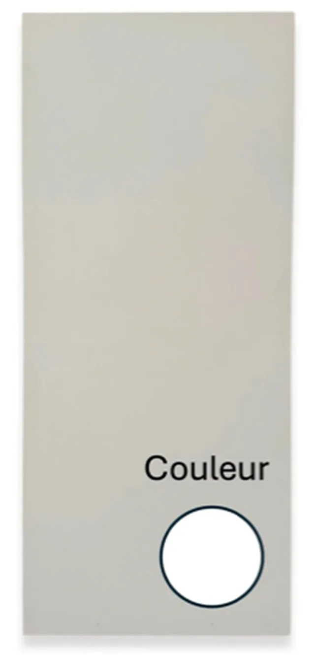 Porte à battée, âme tubulaire, CPL 9016 à chant rond de 2 mm, 2 paumelles V 0020, 1 serrure bb, 700*2030  mm Din Links, poussée droite.