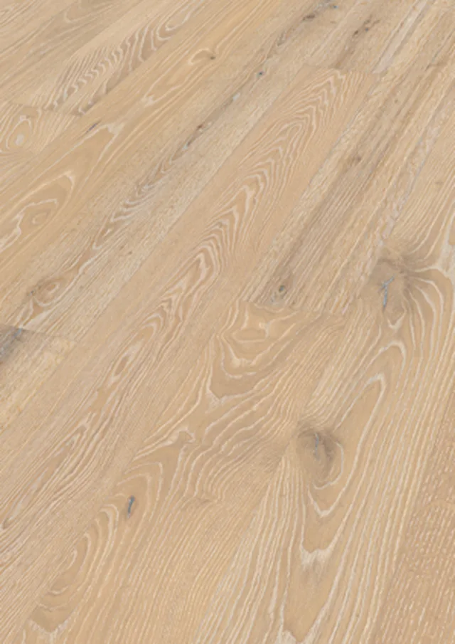 Sol en bois HD 100 | verni ultra mat 2200 mm x 210 mm Chêne animé blanc clair cérusé 20016 | brossé / 2200*210*8mm