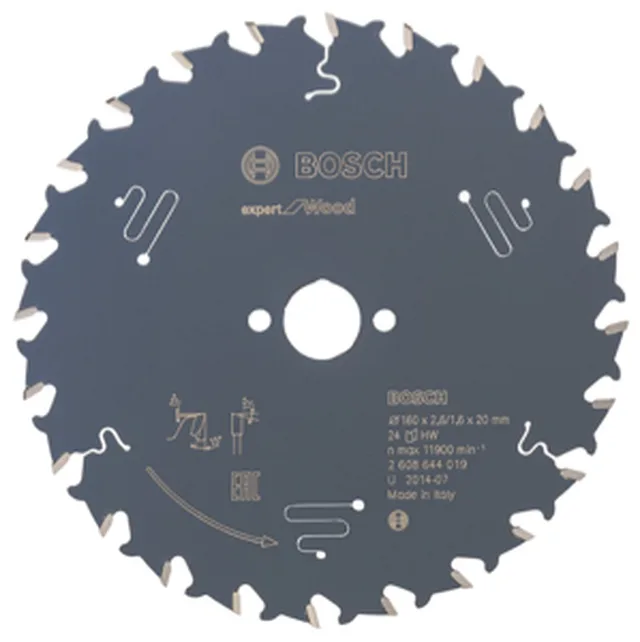 Lame de Scie Circulaire Expert pour Wood, 160 x 20 x 2,6 mm, 24D